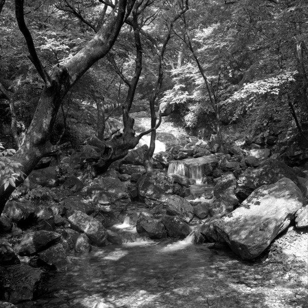 wildbach im Gyeryongsan-nationalpark, südkorea 1991