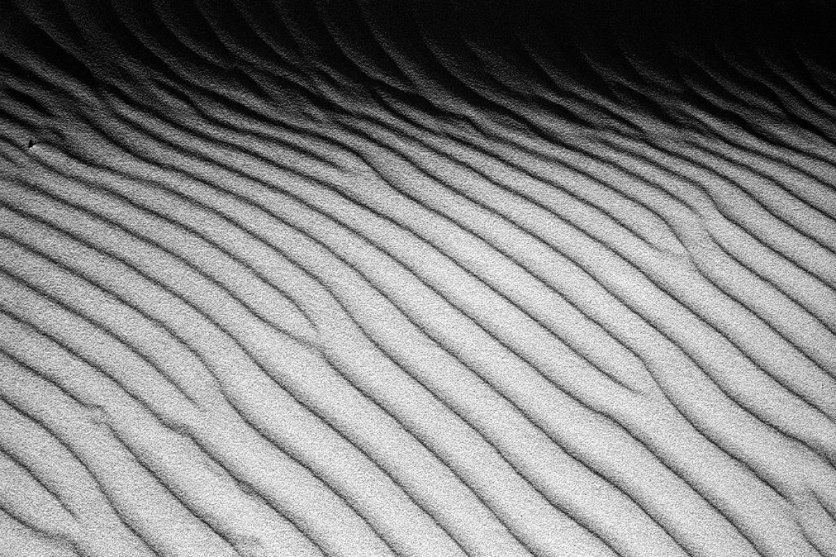 strukturen am meer, kniepsand, amrum 2003, schwarz-weiß