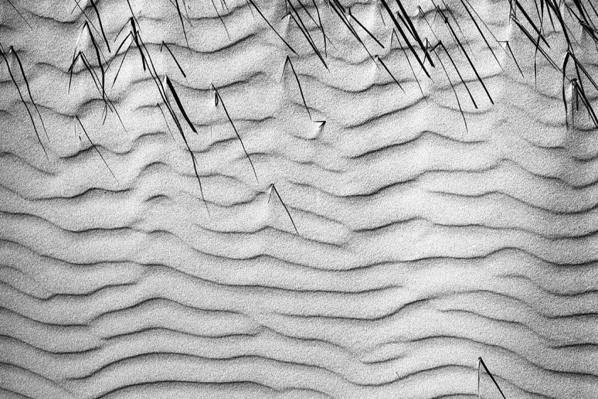 strukturen am meer, kniepsand, amrum 2003, schwarz-weiß