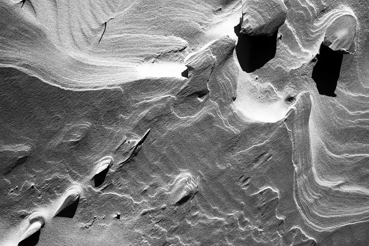 strukturen am meer, kniepsand, amrum 2003, schwarz-weiß