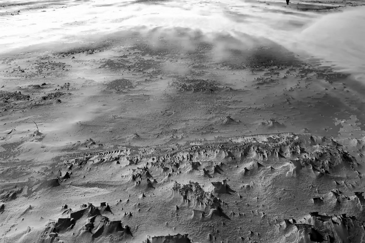 strukturen am meer, kniepsand, amrum 2003, schwarz-weiß