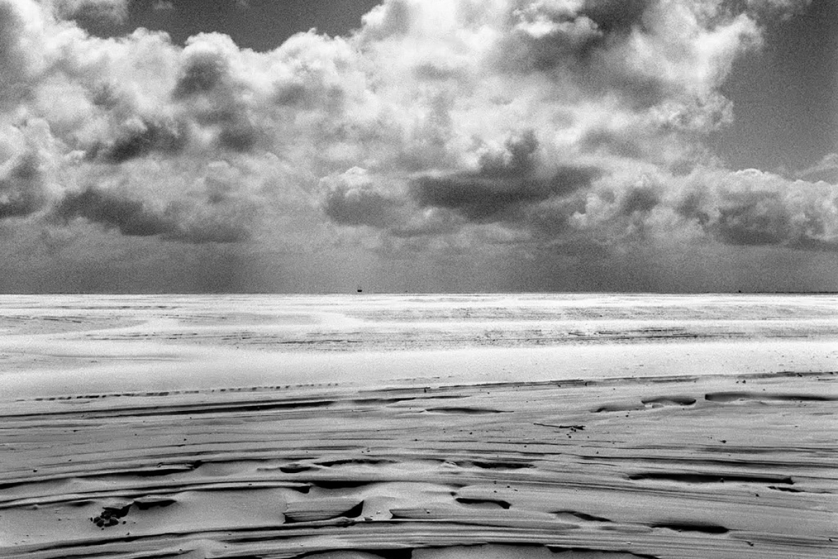 strukturen am meer, kniepsand, amrum 2003, schwarz-weiß