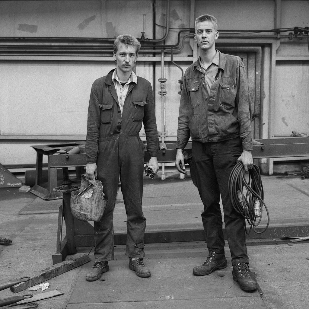 werft-arbeit, menschen auf der hitzler-werft, lauenburg, 1990