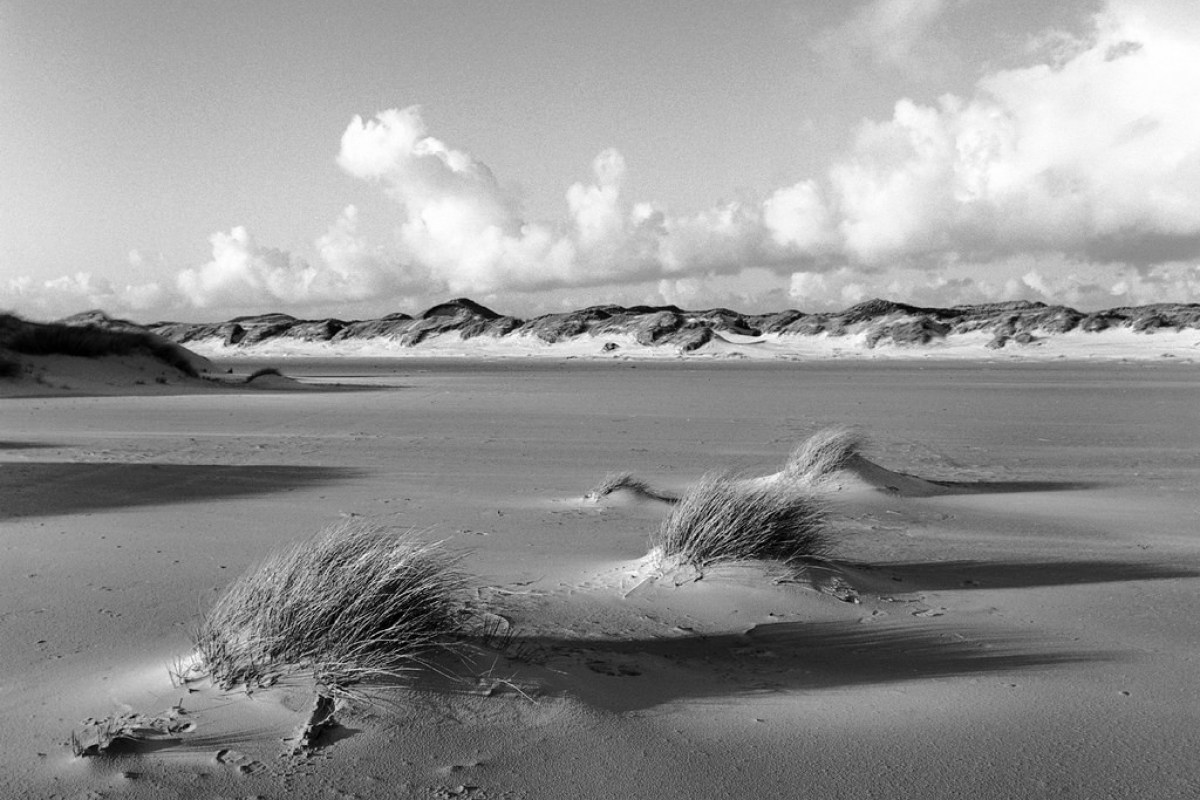 am meer, kniepsand, amrum 2003, schwarz-weiß
