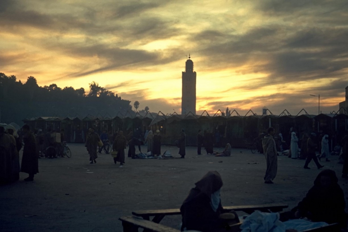 marrakech, djemal el fna, abends, 1969