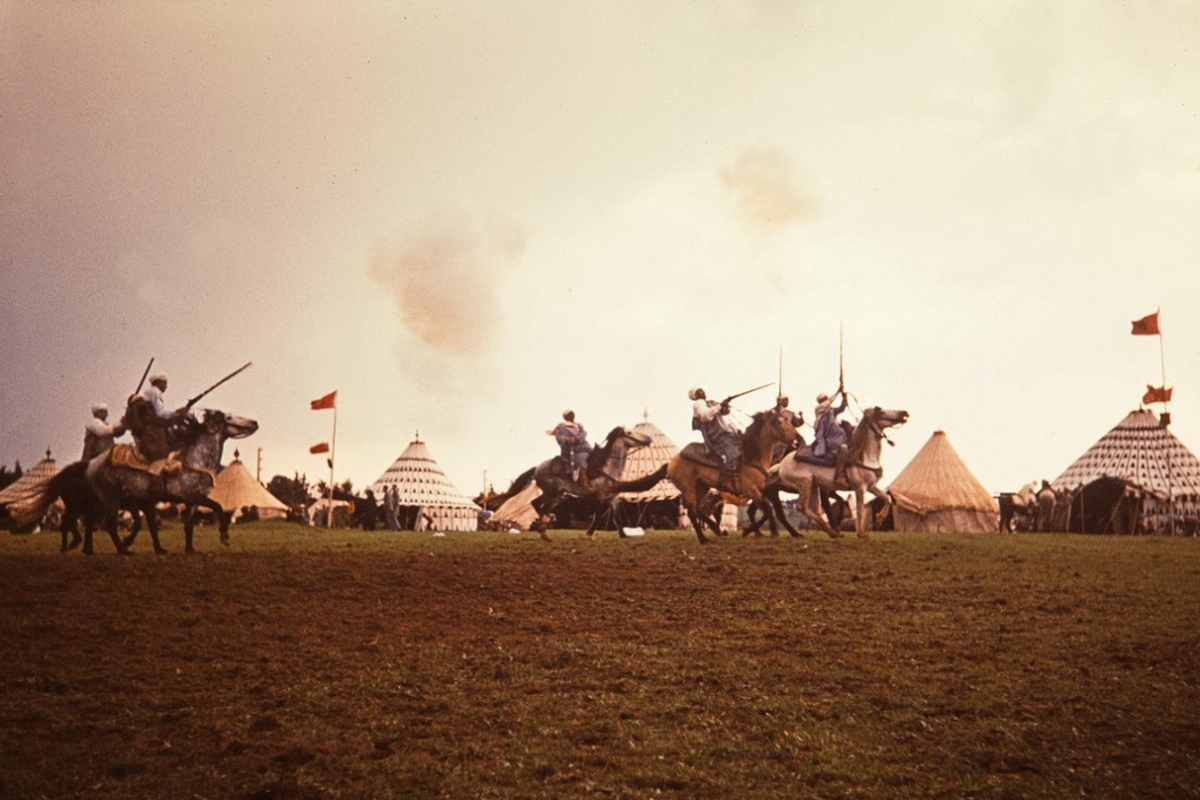 fantasia, souk sebt bei rabat, marokko 1969
